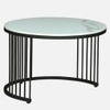 Metalzu Square Metal Nesting Coffee Table Set Black Finish White Porcelain Top Set Of 2