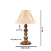 Devansh Off-White Cotton Vintage Curtain Pleated   Lamp With Wood Base  (12X12X17)