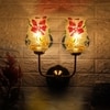 Devansh Metal Electric Wall Light in Gold Colour with Multicolor Shade Count of 2 Lights