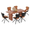 Heston Solid Wood 6 Seater Dining Table With Tulip Swivel Dining Chairs