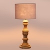 Devansh Grey Cotton Table Lamp With  Wood Natural Base (7X17.5 Inches)-7