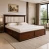Leher Solid Wood Compact Queen Bed Hydraulic Storage Provincial Teak Finish Mattress 60 x 72 Inches