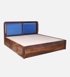 LotusSheesham Solid Wood King  Size Upholstered Bed With Box Storage (Provincial Teak Finish)