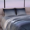 Stoa Paris Satin Bedsheets for Super King Size Bed with 2 Pillow Covers heets for Black Grey