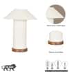 MOULINS Small White Fabric Table Lamp with Brown Wood