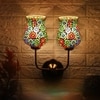 Devansh Metal Electric Wall Light in Gold Colour with Multicolor Shade Count of 2 Lights