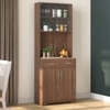 Hubert 4 Door Tall Display Cabinet in Classic Walnut Finish