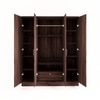 Julian Engineered Wood 4 Door Mirror Wardrobe In Walnut Finish