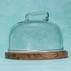 Ireka Homes Sweet Vault Acacia Wood Cake Stand with Glass Dome