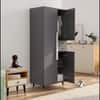 Hexa Red Wooden 2 Door Wardrobe with Drawer and Hanging Space in Slate Grey Colour