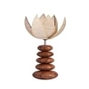 Devansh Lotus Bamboo  Table Lamp With Wood Pebble Lamp (12X12X17.25) Inches