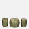 Moroccan Style Metal Coffee Table with 2 Stools in Gold Finish Set of 3