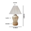 Devansh Vintage Off White Cotton Shade Lamp With Wood & Mosaic Glass Base For Decoration /Office/Home/Gifting/Study For Office/Home/Gifting -(12X12X16) Inches -