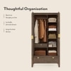Toledo Solid Wood 2 Door Wardrobe In Danish Walnut Finish