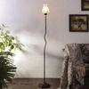Luna Multicolour Glass Floor Lamp with Black Iron Base
