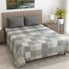Orla Cream Geometric 400 TC Cotton Flat Super King Size Bedsheet with 2 Pillow Covers – Threads