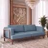 Como Three Seater In Premium Teak Wood Sofa in Sienna Teak Finish with Ocean Weave Colour