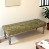 Cairo Solid Wood 2 Seater Bench In Green Sparkle Velvet Fabric