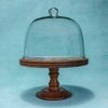 Ireka Homes Party Bell Acacia Wood Cake Stand with Glass Dome