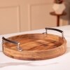 Ireka Home Atithi Wooden Serving Tray with Iron Handles – Medium