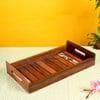 Tray Handpainted with Flower Motifs Handcrafted in Sheesham Wood (13x7.2")