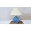 Annekaltable Handmade & Handpainted Blue & white wooden Matka Lamp with Beige shade