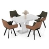 Caribu 4 To 6 Extendable Dining Table With 4 Casey Swivel Dining Chairs In Dual Tone (Finish : White Marble, Chair Colour : Dual Tone)