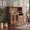 Klint Solid Wood Bar Cabinet (Amber Walnut Finish)