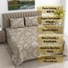 Lior Beige Floral 400 TC Cotton Flat Queen Size Bedsheet with 2 Pillow Covers – Threads
