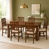 Globally Indian Prisha Solid Sheesham Wood 6 Seater Dining Table Set 6 Chairs Beige