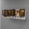 Aluminium Black Profile 6 Tinted Glass Handless Shutter  In Highland Pine Finish