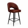 Doe Buck Faux Leather Counter Height Bar Stool in Brown Colour with Black Legs
