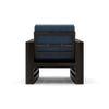 Parson 1 Seater Wooden Sofa In American Walnut Finish (Midnight Indigo Blue)