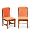 Rosslyn wood Set of 2 Dining Chairs in Pumpkin Orange Velvet Upholstery with PINE FINISH