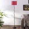 Mike Pink Natural Fiber Floor Lamp with Black Iron Base