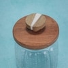Ireka Homes Ripple Glass Canister with Airtight Wooden Lid – Food Storage (4 x 5.5 in)