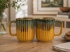 Yellow Aqua Drizzle Artistic Coffee Mug Collection