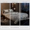 Stoa Paris Comforter Set Double Bed, 300TC Satin Double Bed Comforters in Harbour Mist Grey