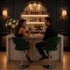 Doe Buck Adjustable Upholstered Bar Stool in Green Colour with Chrome Base