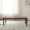 Hamilton Sheesham Wood 2 Seater Maachi Bench In Assorted Multi-Colour Chindi & White Rope Canning