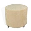 Iris Solid Wood Pouffee Stool in Ivory Sparkle Velvet Fabric
