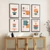 The Castle Decor Boho Abstract Botanical Wall Art Set of 6 Design 1 11x17 Inch