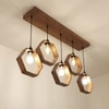 Hexagram 5 Series Brown Solid Wood Cluster Hanging Light