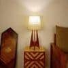 Laurent Brown Wooden Table Lamp with White Jute Lampshade