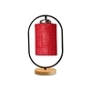 Devansh Maroon Jute Drum   Wooden & Iron Table Lamp -17 Inch Height  -L