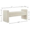 Wooden Twist Soft Hropzy Boucle Upholstered Armrest Ottoman Bench in Cream Colour