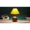 Yellow cotton with Natural Wood Table Lamp