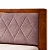 Luxe Solid Wood Queen  Size Upholstered Bed Without Storage (Provincial Teak Finish, Brown Colour)