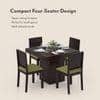 Julian 4 Seater Dining Table With Set Of 4 Oribi Upholstered Dining Chairs (Colour- Avocado Green, Finish- Mahogany)