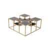 Valentino Black Glass Bunching Coffee Table In Dark Gold Finish